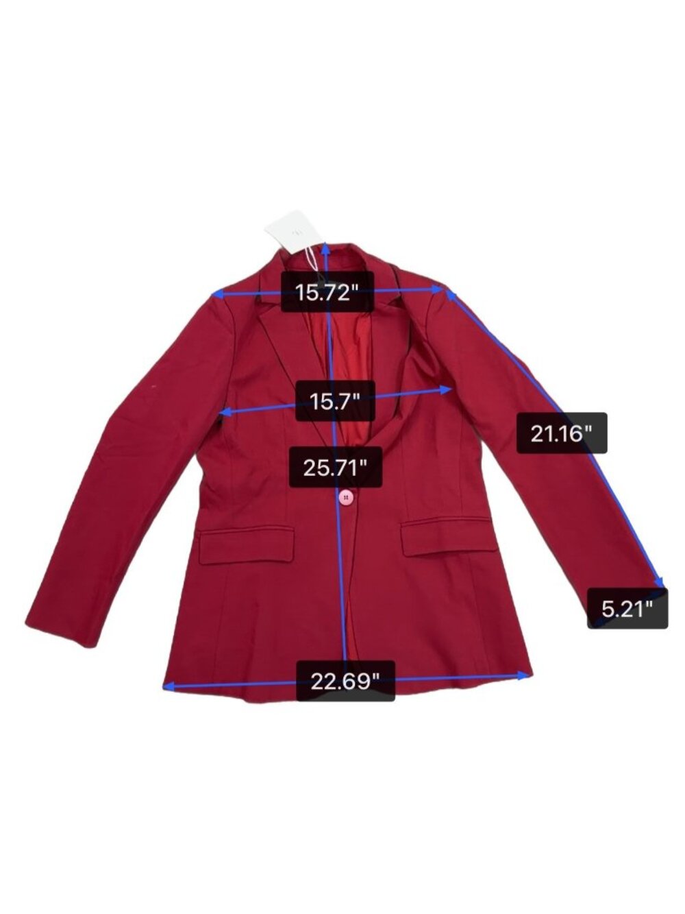 Cicy Bell Womens Red Long Sleeve Blazer Jacket With Single Button Lapel Size L - Picture 6 of 6